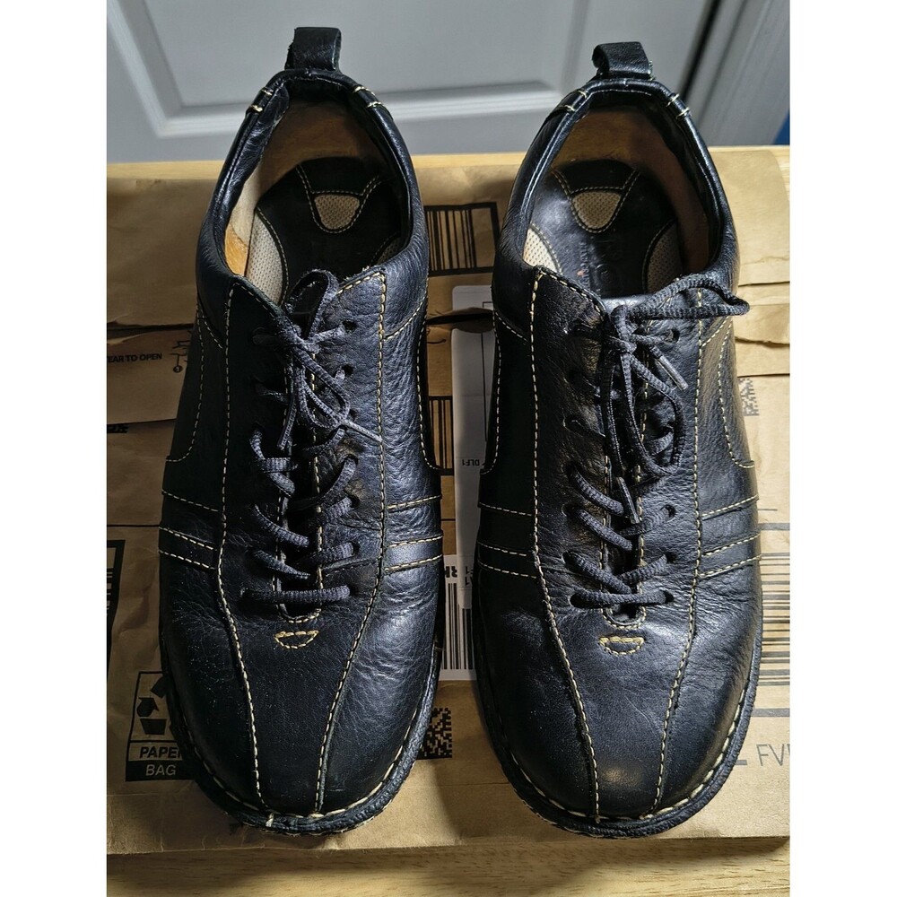 VintageBørn Men's Black Leather Casual Bicycle Toe Oxford Sneaker M0020 Size 8.5